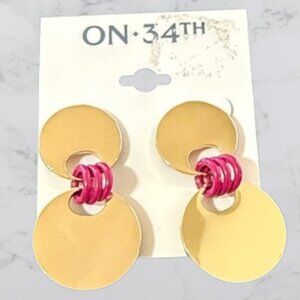 NWT ON 34th Gold and Pink Earrings